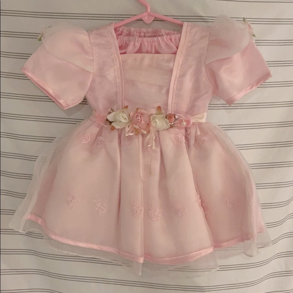 S. Square Pink holiday spring Easter baby dress